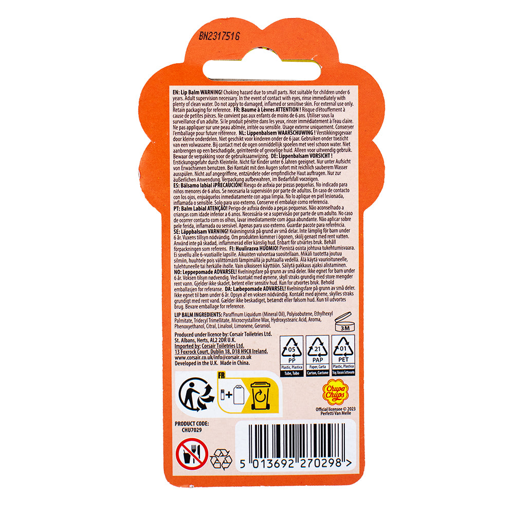 Chupa Chups Lip Balm Orange Pop  Nutrition Facts Ingredients