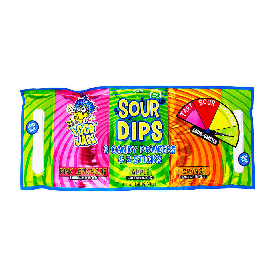 Lock Jaw 3 Piece Dips Sour Powder Sticks - 1.41oz