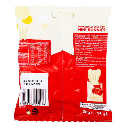 Maltesers White Mini Bunnies (UK) - 58g  Nutrition Facts Ingredients